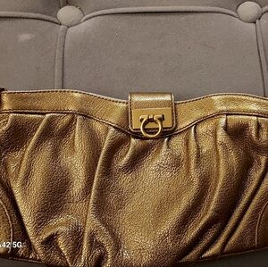 Ferragamo Gold Designer Women's Clutch